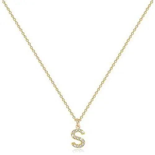 Scaleer 18K Gold Plated Cubic Zirconia Initial Necklace Tiny Letter Necklace Personalized Monogram Name Necklace for Women Girls Scaleer 18K Gold Plated Cubic Zirconia Initial Necklace Tiny Letter Necklace Personalized Monogram Name Necklace for Women Girls