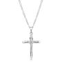 XP Jewelry Mens Sterling Silver Crucifix Pendant Figaro Chain Necklace Italian Made - Choose Width and Length