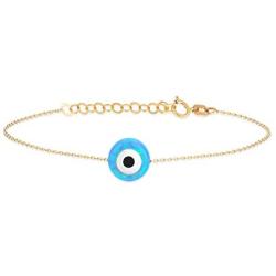 GELIN 14k Solid Gold Opal Evil Eye Bangle Bracelet | Evil Eye Jewelry for Women