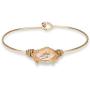 Handmade Bangle Bracelet in Gold with Crystal Gemstone (Champagne Color)