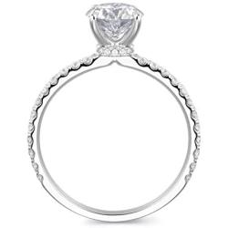 HAFEEZ CENTER 14K Solid Gold Demi Comfort Fit 1ct D-E Color Round Brilliant Cut Moissanite Engagement Ring