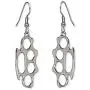 Brass Knuckles Polished Silver Finish Dangle Earrings Brass Knuckles Polished Silver Finish Dangle Earrings