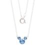 Disney Silver Plate Mickey Mouse Crystal Birthstone Necklace 18''