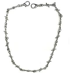 Punk Thorns Necklace Metal Chain Safety Spur Duty Padlock Flame Necklace Hiphop Rock Jewelry for Men Boys