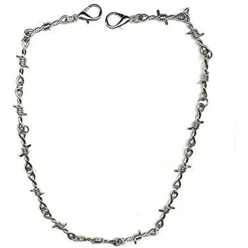 Punk Thorns Necklace Metal Chain Safety Spur Duty Padlock Flame Necklace Hiphop Rock Jewelry for Men Boys