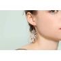 Qing Birdee Hollow Fashion Long Leaf Pendant Necklace and Earrings Jewelry Gifts for Women Girls