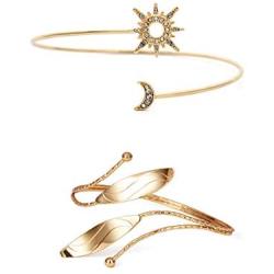 Upper Arm Band Cuff Bracelet Simple Sun Moon Armlet Bracelet Open Butterfly Armband Cuff Adjustable Bangle for Women Girls Jewelry