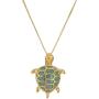 18k Yellow Gold Plated Sterling Silver Genuine Green Jade Turtle Pendant Necklace, 18''