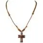 BlueRica Wood Cross Pendant on Adjustable Corded Necklace with Wood Beads BlueRica Wood Cross Pendant on Adjustable Corded Necklace with Wood Beads