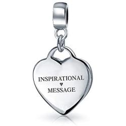 Personalized Initial Monogram Alphabet Heart Shape Tag Dangle Charm Bead For Women Girlfriend .925 Sterling Silver Fits European Bracelet
