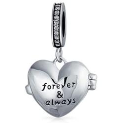 Personalized Words Saying Both Sides Saying MY BEAUTIFUL WIFE Dangle Heart Locket Charm Bead For Women Momenta Holder For Wife Oxidized .925 Sterling Silver