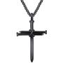 PAMTIER Mens Stainless Steel Nail Cross Pendant Necklace Christian Jesus Christ Silver Gold Black