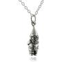 FashionJunkie4Life Sterling Silver Tiny 3D Garden Gnome Charm Necklace, 18'' Chain, Fairy Tale Jewelry
