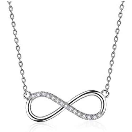 Aria Belle Infinity Forever Heart Love Cubic Zirconia Platinum Plated Pendant Necklaces for Women