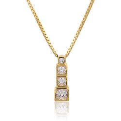 Vanbelle 18K Gold Plated Jewelry Geometric Pendant Necklace with Cubic Zirconia Stones for Women and Girls