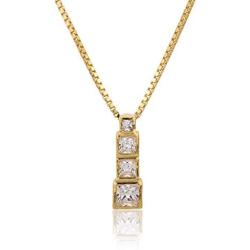 Vanbelle 18K Gold Plated Jewelry Geometric Pendant Necklace with Cubic Zirconia Stones for Women and Girls