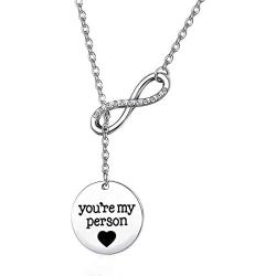 BEKECH Infinity and You are My Person Infinity Lariat Y Necklace Greys Anatomy Best Friend Necklace Friendship Jewelry BFF Gift Sister Gift
