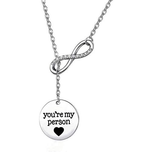 BEKECH Infinity and You are My Person Infinity Lariat Y Necklace Greys Anatomy Best Friend Necklace Friendship Jewelry BFF Gift Sister Gift