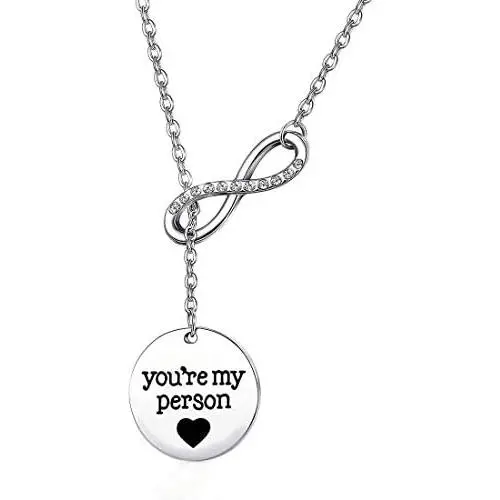 BEKECH Infinity and You are My Person Infinity Lariat Y Necklace Greys Anatomy Best Friend Necklace Friendship Jewelry BFF Gift Sister Gift