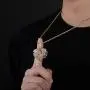 TOPGRILLZ Simualted Diamond CZ Hollow Skeleton Broken Heart Pendant Necklace Chain for Men Hip Hop Jewelry