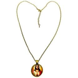 Blazing Autumn Religious Jesus Pendant Necklace/Bracelet Photo Glass Dome Jewelry