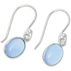 NOVICA Chalcedony .925 Sterling Silver Dangle Earrings, Luminous Sky Blue