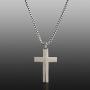 Steve Madden 28'' Oxidized Stainless Steel Box Chain Splitting Cross Pendant Necklace For Men (White)