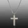 Steve Madden 28'' Oxidized Stainless Steel Box Chain Splitting Cross Pendant Necklace For Men (White) Steve Madden 28'' Oxidized Stainless Steel Box Chain Splitting Cross Pendant Necklace For Men (White)