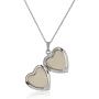 Amazon Collection Sterling Silver Heart and Mother-of-Pearl Heart and Cross Locket Necklace, 18