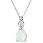 Opal Necklace Sterling Silver Teardrop Pendant October Birthstone Jewelry for Women 18 inch