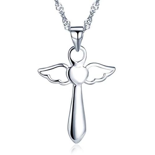 Infinite U Classic Cross Crucifix Pendant Chain Necklace 925 Sterling Silver Cubic Zirconia (B)