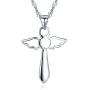 Infinite U Classic Cross Crucifix Pendant Chain Necklace 925 Sterling Silver Cubic Zirconia (B)