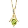 Gem Stone King 18K Yellow Gold Plated Silver Green Peridot and White Diamond Pendant and Earrings Jewelry Set (2.60 Cttw with 18 Inch Chain)