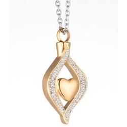 Cremation Jewelry Ashes Keepsake Urn Pendant for Human Premium Stainless Steel Personalized Charming Double Rose Gold Heart Memorial Gifts Necklace Chains for Women Men (Rose Gold)