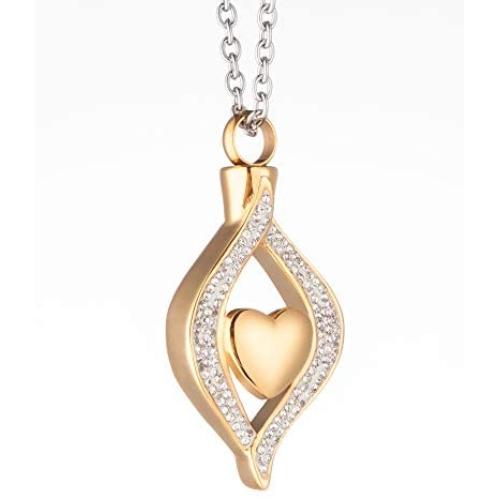 Cremation Jewelry Ashes Keepsake Urn Pendant for Human Premium Stainless Steel Personalized Charming Double Rose Gold Heart Memorial Gifts Necklace Chains for Women Men (Rose Gold)