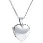 Personalized Engrave Simple Plain Traditional Keepsake Domed Puff Heart Shaped Photo Locket For Women Teens Holds Photos Pictures 925 Silver Necklace Pendant