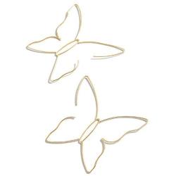 D.Rosse Large Boho Hollow Line Butterfly Earrings Gold Drop Dangle Beach Earrings Simple Stylish Dainty Pendant Silver Hoop Earrings for Women and Girls
