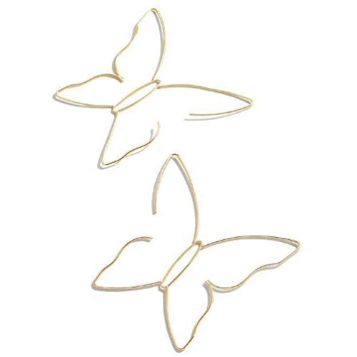 D.Rosse Large Boho Hollow Line Butterfly Earrings Gold Drop Dangle Beach Earrings Simple Stylish Dainty Pendant Silver Hoop Earrings for Women and Girls