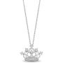 Jewelili Enchanted Disney Fine Jewelry Sterling Silver 1/10 CTTW Multi Princess Tiara Pendant