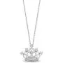 Jewelili Enchanted Disney Fine Jewelry Sterling Silver 1/10 CTTW Multi Princess Tiara Pendant