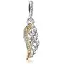 NINAQUEEN Angel Wings Charms 925 Sterling Silver Gold Plated Dangle Beads Charms for Necklace Lucky Charms with 5A Cubic Zirconia Birthday Gifts for Daughter Mom