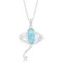 Nautical Stingray Caribbean Natural Larimar Gemstone Sterling Silver Pendant 18’’ Necklace Jewelry for Women or Teens Nautical Stingray Caribbean Natural Larimar Gemstone Sterling Silver Pendant 18’’ Necklace Jewelry for Women or Teens
