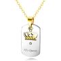 Fashion Ahead 2pcs Couple Necklaces Gold Crown Tag Her King and His Queen Pendant Necklaces Stainless Steel Matching Set Jewelry Gifts