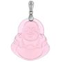 Laughing Buddha Light Pink Jade Pendant Necklace Rope Chain Genuine Certified Grade A Jadeite Jade Hand Crafted, Pink Jade Necklace, 14k White Gold Finish Laughing Jade Buddha Necklace, Pink Jade Medallion Silver Rope Chain Necklace, Mens Jewelry, Buddha 