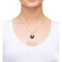 I Love You Necklace 24k Gold Inscribed in 120 Languages in Miniature Text on Spinning Round Black Onyx Gemstone Pendant and Black Crystal Heart Drop Earrings Jewelry Set for Women, 18'' Rolo Chain