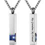 Silver Square Bar With Dark Blue Zircon Cremation Urn Necklace for Ashes Memorial Pendant stainless steel Jewelry