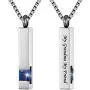 Silver Square Bar With Dark Blue Zircon Cremation Urn Necklace for Ashes Memorial Pendant stainless steel Jewelry