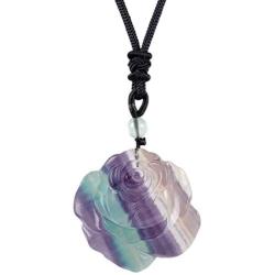 Nupuyai Rainbow Fluorite Crystal Pendant Necklace for Women Men, Hand Carved Healing Stone Jewelry Adjustable Braided Cord 18'' - 25''
