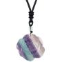 Nupuyai Rainbow Fluorite Crystal Pendant Necklace for Women Men, Hand Carved Healing Stone Jewelry Adjustable Braided Cord 18'' - 25''