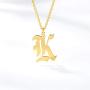 Old English Font Initial Necklace Monogram Novelty Personalized Alphabet Letter Pendant Necklace Birthday Gift